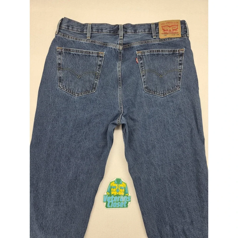 Levi's 550 Relaxed Fit Straight Leg Jeans Men's 40x34 Blue Denim Red Tab EUC
